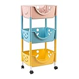 Zhi lian＆ クリエイティブグリーンプラスチックキッチン収納ラックマルチカラー3層ステッチホーム床棚圧延大容量記憶カート