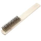 uxcell メタル　ワイヤ　ブラシ　インダストリアル　ウッド　ハンドル　6ロー　メタル　ワイヤ　ティース