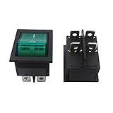 Goliton®　5X　ロッカースイッチ　パワースイッチ　I / O 　【4ピンライト付き】16A 250VAC 20A 125VAC KCD4　グリーン