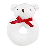 pettstoreベビーソフトPlush Animal Rattlesハンドベルリング教育Wrist Rattleぬいぐるみレッドリボン付きBearおもちゃギフト