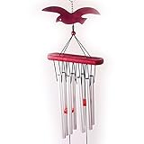 Tinksky木製メタル風チャイムwith Animal Pendent (シルバーレッド)