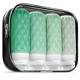 【2025客室乗務員推薦】100mlのトラベルボトル4個、シリコン シャンプーボトル 旅行用 TSA承認済み 漏れない 詰め替え 携帯用容器