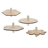 Perfk 木製ペグトップ　ジャイロ　DIYクラフト　キッズおもちゃ　塗装可能　創造的　幼稚園　絵画/工芸品　4個入り　