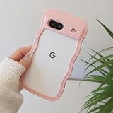 Google Pixel 7A ケース ウェーブ 波型デザイン おしゃれ 可愛い 透明 耐衝撃 人気 カバー ワイヤレス充電対応 ストラップホール付き Pixel 7 A ケース (ピンク)