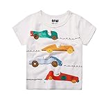 (美来Kids) 子ども服 男の子 キッズ Ｔシャツ 半袖 車 普段着 夏服 カジュアル 100 110 120 (120, ホワイト)