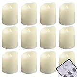 Battery Operated 200+ Hours LED Timer Tealight Candles with Remote Control Amber Yellow Flame Votive