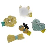 5 pcs/セット　赤ちゃんギフト　かわいい花のヘアクリップ　バレッタ　ヘアピン　蝶結び帽子セット　可愛いクリスマスギフト　クリスマス飾り品　イエローウサギ