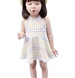 C-Weiwei 丸玉柄 ホルターネック 子供ドレス ベビーワンピース パーティー ピアノ 女の子 日常 通園 通学 袖なし黄色 キッズ赤ちゃん (80cm)