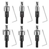 KAabkl HSSドリルビット ホールソーセット 6PCS 12/14/17/18.5/20/22mm HSS高速度鋼 超硬 ドリルビット 木工/ステンレス鋼管/プラスチック/鉄/ガラス/アルミ等に