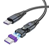PD240W USB Type C ケーブル 16pin マグネット 充電ケーブル Ｌ字型 180°回転可 5A急速充電 データ転送可 片手操作 タイプc 充電 AndroidなどType-C機種対応 (OTG非対応/映像出力不可)【1M】BEZ6D1YZ-08 (1本)