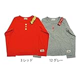 【SiShuNon/Kiccoly】花モチーフ釦シャーリングTシャツ キッコリー 花 フラワー ボタン 釦 モチーフ シャーリング 長袖Tシャツ 90 3 レッド