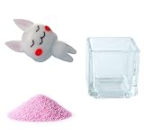 花市場直送便 ミニチュアガラス ウサギごろごろ & カラーサンド ラベンダー & 植え込み用グラス ニューブロックS