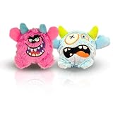 WanWeek 犬用 おもちゃ モンスター ぬいぐるみ ボール 内蔵 音が鳴る 噛むおもちゃ 歯ケア 頑丈 小型犬 中型犬 大型犬 ペット用 かわいい 面白い 犬 おもちゃ カラフルデザイン 2個セット (ピンク＆ライトブルー 2個セット)
