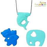 Silicone Baby Teether Toy for Baby Shower Gifts. Bonus Shark Teething Necklace for Mom FREE. Soft Ch