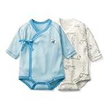 Disney ディズニー [ベルメゾン] 新生児 長袖 前開き ボディ スーツ ２枚 セット ドナルドダック サイズ：70