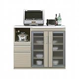 幅120cm キッチンカウンター 食器棚 レンジ台 完成品 (ナチュラル)