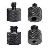 カメラネジ変換アダプター マイクアクセサリ 変換アダプター 3/8"オス-1/4"メス 1/4"オス-3/8"メス 変換ネジアダプター マイクネジアダプター アルミニウム合金 連結ネジ 固定ネジアダプター 撮影補助ツール 4個入り 自撮り棒 三脚用 PureSino (ブラック)