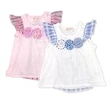 ウィルメリー　Will Mery　シフォン切替お花モチーフ半袖Ｔシャツ (80cm, ピンク)