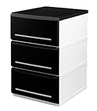 リビングチェスト 衣装ケース 3段 木天板 BK W350-3