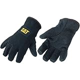 Cat cat015300lジャージーPVC点線パーム手袋、大ブラック( Pack of 12 )