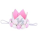 (フィーショー)FEESHOW ベビー 0-1歳頃 王冠 記念バースデ セレモニ ベビークラウン ハット ヘアバンド 帽子 ヘアバンド クラウン (Free, ピンクバラ1/2)
