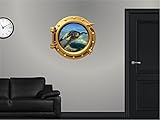 24 Port Scape Instant Sea Window View TURTLE #1 BRONZE Porthole Wall Decal Graphic Sticker Home Kids