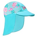 BAOHULUベビー 帽子 子供水着日焼け予防UVカットフラップキャップ帽子 O003_CyanButterfly_12M