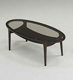 ガラストップ 楕円 リビングテーブル（ダークブラウン）