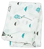 Lulujo Baby Bamboo Muslin Swaddling Blanket, Aqua Kite, 47 x 47 by lulujo Baby