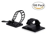 Betan Top品質自己粘着調整可能車ケーブルオーガナイザー、デスク壁ケーブルワイヤクリップ、コンピュータ、電気、コードケーブルネクタイドロップ(ブラック, 100ピース)