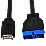 for ASUSマザーボードのUSB 3.1フロントパネルコネクタからUSB 3.0 20ピンコネクタ延長ケーブル 30 cm Type-E オスto USB 3.0 20 Pマザーボード中継ケーブル USB 3.1 フロント パネル ヘッダーから USB 3.0 20Pin ヘッダー延長ケーブルコード、forASUS マザーボード対応対応 30 cm