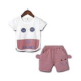 YiYa 子供服 2点セット 夏 女の子 男の子 ベビー 赤ちゃん かわいい 上着＆ズボン キッズ 子供カジュアルな服 セットアップ スウェット 半袖 ショートパンツ スポーツウェア カジュアル 0-