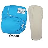 SoftBums Echo Shell One Size Adjustable Diaper Newborn Set (Ocean - Bamboo Pods) by Softbums
