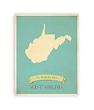 Nursery装飾、My Roots West Virginia Personalized壁マップ、Kid 's West Virginiaマップ壁アート、子供のWest Virginiaビンテージ状
