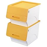 山善(YAMAZEN) 収納ボックス フタ付き 高さ31cm 2個組 キャスター付き サンドイエロー YOB-M*2C(SYE)