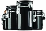 Anchor Hocking 4-Piece Black Ceramic Canister Set with Stainless Steel Spoons by Anchor Hocking