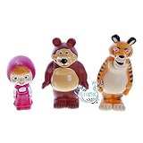 3psc squeak Masha and the Bear Bath Toys tiger , Masha Russian Cartoon, Toy Rubber 14 Cm Gift [並行輸入品