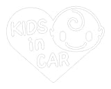 Sticker Shop Haru KIDS ＩＮ CAR ステッカー ハート型Aタイプ 15cm ホワイト