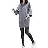 [ル・セリジエ] カットソー レディース 長袖 無地 あったかい ゆったり 大きめ トップス オフィス カジュアル (グレー, L)