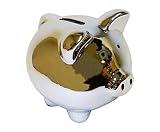 5 " Chromedセラミック貯金箱 – ミラー仕上げ、脂肪 – Holds lots ofコイン& Bills。