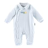 ベビー服 新生児 ロンパース オールインワン 赤ちゃん インナー コットン 秋 冬 スナップボタン 子供服 男の子 女の子 (73(6~9ヶ月), ライトブルー)