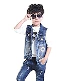 （ワボーズ） Waboatsベビー秋袖なしの子供に向けカウボーイベスト 欧米デニムジャケット 子供ジャケット (110) [並行輸入品]