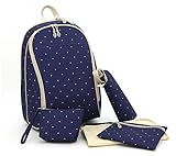 Mariego Travel Backpack Diaper Bag with Changing Pad 5pcs/set (Blue Polkadot) by Mariego