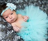 ベビー 用 チュール スカート お花 ヘアバンド セット 赤ちゃん かわいい 天使 記念 写真 お祝い (ブルー)