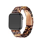 Apple Watch 互換 樹脂ベルト ステンレス 留め金 アップルウォッチバンド 対応 series11/10/9/8/7/6/SE/5/4/3/2/1 サイズ 調節 工具付き 交換バンド (38/40/41mm, アンバーブラウン)
