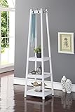 Legacy Decor 8フック、3層シェルフ衣服コート帽子ラックハンガー、木製 ホワイト 3010WHITE