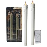 Set of 2 Decoration Remote Control Included Moving Wick Flameless Taper Candles with Tear Drip(ivory