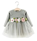 Godlovefullワンピース 子供 ベビー服 女の子 お姫様 ドレス 赤ちゃん 可愛い チュール切り替え 花刺繍 おしゃれ ふわふわ キッズドレス ガールズ 女児 出産祝い 入園式 卒園式 ジュニ