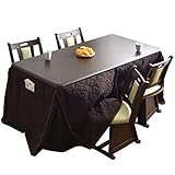 タンスのゲン ダイニングこたつ 6点セット 【速暖2秒！600Wハロゲンヒーター】 手元コントローラー 4人用 回転式チェア UV塗装 省スペース 収納ポケット付 幅155×80cm 【 こたつ本体 + 掛布団 + チェア4脚 】 6814