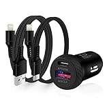 シガーソケット usb 急速充電 車 充電器 iphone 38W USB-C カーチャージャー 0.9M+1.8M iPhone 充電ケーブル Haoano 車載充電器データ転送 USBコード Lightningケーブル しがーソケット カー用品 iPhone 14/14 Pro Max/13/12/ 11/XS/XR/SE/8/8Plus/iPad Mini/Air 対応 黒